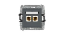 MINI Gniazdo głośnikowe pojedyncze (typu banan - czerwony i czarny pozłacany 4 mm2 do lutowania) grafitowy mat 28MGG-3