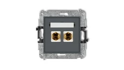 MINI Gniazdo głośnikowe pojedyncze (typu banan - czerwony i czarny pozłacany 4 mm2 skręcany) grafitowy mat 28MGG-4