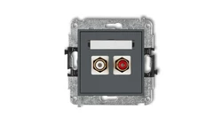 MINI Gniazdo podwójne RCA (typu cinch - biały i czerwony pozłacany) grafitowy mat 28MGRCA-2