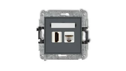 MINI Gniazdo pojedynczego HDMI + gniazdo komputerowe 1xRJ45 kat.5e 8-stykowy grafitowy mat 28MGHK