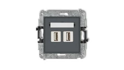 MINI Gniazdo podwójne 2xUSB-AA 2.0 grafitowy mat 28MGUSB-2