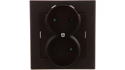 SONATA Gniazdo podwójne b/u z przesłonami czarny metalik GP-2RP/33