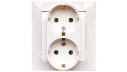 IMPRESJA Gniazdo podwójne z/u Schuko z przesłonami ecru GP-2YSP/27