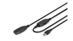 Kabel przedłużający USB 3.0 SuperSpeed Typ USB A/USB A M/Ż aktywny czarny 10m DA-73105