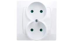 KARO Gniazdo podwójne b/u z przesłonami białe GP-2SP/00