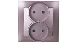 IMPRESJA Gniazdo podwójne b/u z przesłonami tytan GP-2YP/23