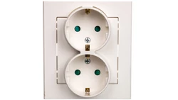 SONATA Gniazdo podwójne z/u Schuko z przesłonami ecru GP-2RSP/27