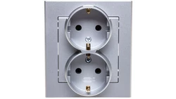 SONATA Gniazdo podwójne z/u Schuko srebro mat GP-2RS/38