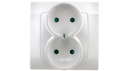 KARO Gniazdo podwójne b/u z przesłonami srebrny perłowy GP-2SP/43