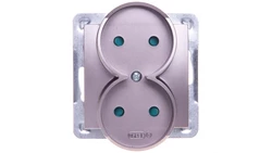 IMPRESJA Gniazdo podwójne b/u z przesłonami tytan GP-2YRP/m/23