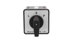 Łącznik krzywkowy 80A przełącznik zmiany kierunku obrotów L-O-P mocowany do pulpitu czoło szare pokrętło czarne SK80-3.8368\P03