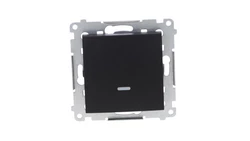 Simon 54 Łącznik jednobiegunowy z sygnalizacją załączenia LED (moduł) 10AX 250V szybkozłącza, czarny mat DW1ZL.01/49