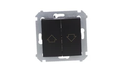 Simon 54 Przycisk roletowy do sterowania roletą z wielu miejsc (moduł) 10AX 250V zaciski śrubowe czarny mat DZP1W.01/49