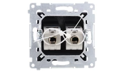 Simon 54 Gniazdo komputerowe podwójne RJ45 kategoria 6 ekranowane z przesłoną przeciwkurzową (moduł) czarny mat D62E.01/49