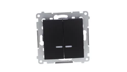 Simon 54 Łącznik świecznikowy z podśw LED i do wersji IP44 (moduł) 10AX 250V szybkozłącza, czarny mat z wkładkę DU1W DW5BL.01/49