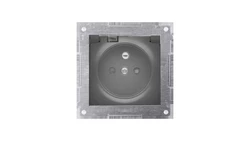 Simon 54 Gniazdo do wersji IP44 bez uszczelki (moduł) 16A 250V klapka trans. czarny mat wym. uszczelka ramki DGZ1BUZ.01/49A