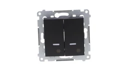 Simon 54 Łącznik krzyżowy podwójny z podświetleniem (moduł) 10AX 250V szybkozłącza, czarny mat DW7/2L.01/49