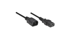Przedłużacz kabel Zasilający Iec320 C14 Na C13 10A 1M Czarny ICOC 03-NC-01