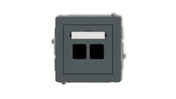 DECO Mechanizm gniazda multimedialnego podwójnego bez modułu (standard Keystone) grafitowy mat 28DGM-2P