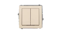DECO Mechanizm łącznika jednobiegunowego ze schodowym (dwa klawisze bez piktogramów, wspólne zasilanie) beżowy 1DWP-10.11
