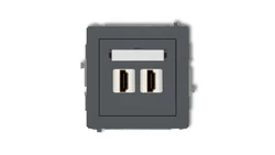 DECO Mechanizm gniazda podwójnego HDMI 2.0 grafitowy mat 28DHDMI-4