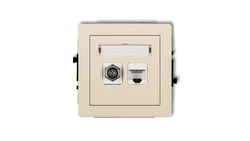 DECO Mechanizm gniazda antenowego poj. typu F (SAT) + gniazda komp. poj. 1xRJ45, kat. 6 ekranowane, 8-stykowy beżowy 1DGFK-5