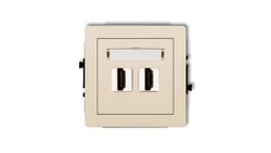 DECO Mechanizm gniazda podwójnego HDMI 2.0 beżowy 1DHDMI-4