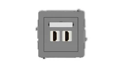 DECO Mechanizm gniazda podwójnego HDMI 2.0 szary mat 27DHDMI-4
