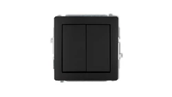 DECO Mechanizm łącznika jednobiegunowego ze schodowym (dwa klawisze bez piktogramów, wspólne zasilanie) czarny mat 12DWP-10.11