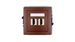 DECO Mechanizm gniazda podwójnego HDMI 2.0 brązowy metalik 9DHDMI-4