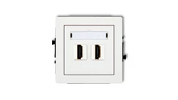 DECO Mechanizm gniazda podwójnego HDMI 2.0 biały DHDMI-4