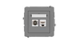 DECO Mechanizm gniazda antenowego poj. typu F (SAT) + gniazda komp. poj. 1xRJ45, kat. 6, 8-stykowy szary mat 27DGFK-3