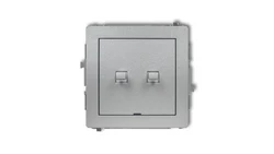 DECO Mechanizm łącznika jednobiegunowego ze schodowym w stylu amerykańskim (dwa klawisze bez piktogramów, osobne zasilanie) sreb