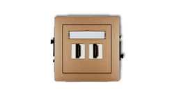 DECO Mechanizm gniazda podwójnego HDMI 2.0 złoty metalik 8DHDMI-4