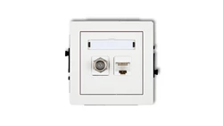 DECO Mechanizm gniazda antenowego poj. typu F (SAT) + gniazda komp. poj. 1xRJ45, kat. 6 ekranowane, 8-stykowy biały DGFK-5