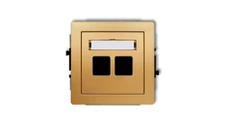 DECO Mechanizm gniazda multimedialnego podwójnego bez modułu (standard Keystone) złoty 29DGM-2P