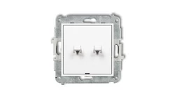 MINI Mechanizm łącznika jednobiegunowego ze schodowym w stylu amerykańskim (dwa klawisze bez piktogramów,wspólne zasilanie) biał