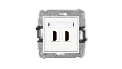 MINI Mechanizm gniazda podwójnego HDMI 2.0 biały MHDMI-4