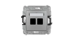 MINI Mechanizm gniazda multimedialnego podwójnego bez modułu (standard Keystone) srebrny metalik 7MGM-2P