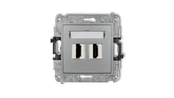 MINI Mechanizm gniazda podwójnego HDMI 2.0 srebrny metalik 7MHDMI-4