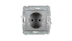 MINI Mechanizm gniazda pojedynczego z uziemieniem SCHUKO 2P+Z (przesłony torów prądowych) srebrny metalik 7MGP-1sp