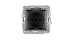 MINI Mechanizm gniazda bryzgoszczelnego z uziemieniem SCHUKO 2P+Z (klapka dymna, przesłony torów prądowych) szary mat 27MGPB-1sd