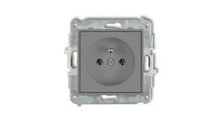 MINI Mechanizm gniazda pojedynczego z uziemieniem 2P+Z (bez przesłon torów prądowych) szary mat 27MGP-1z