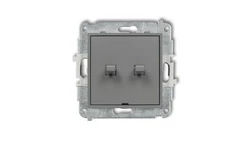 MINI Mechanizm łącznika jednobiegunowego ze schodowym w stylu amerykańskim (dwa klawisze bez piktogramów, osobne zasilanie) szar