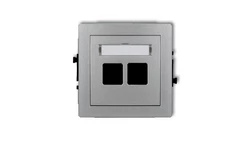 DECO Mechanizm gniazda komputerowego podwójnego bez modułu srebrny metalik 7DGM-2p PT-GN-DE-80-07-ND-00
