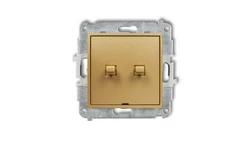 MINI Mechanizm łącznika jednobiegunowego ze schodowym w stylu amerykańskim (dwa klawisze bez piktogramów, osobne zasilanie) złot