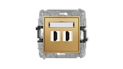 MINI Mechanizm gniazda podwójnego HDMI 2.0 złoty 29MHDMI-4