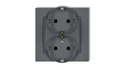 MINI Gniazdo podwójne z uziemieniem SCHUKO 2x(2P+Z) (przesłony torów prądowych) grafitowy mat 28MGP-2sp