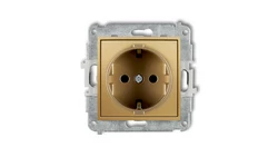 MINI Mechanizm gniazda pojedynczego z uziemieniem SCHUKO 2P+Z (przesłony torów prądowych) złoty 29MGP-1sp