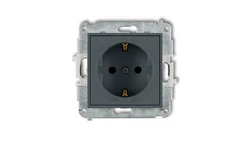 MINI Mechanizm gniazda pojedynczego z uziemieniem SCHUKO 2P+Z (przesłony torów prądowych) grafitowy mat 28MGP-1sp